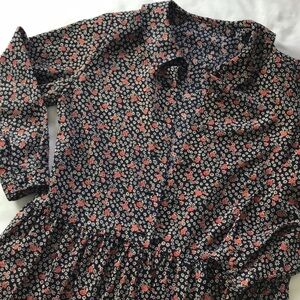 vintage • floral midi dress with shoulder pads